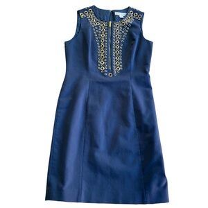 MICHAEL Michael Kors Navy and Gold Shift Dress